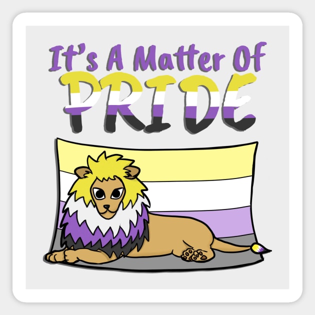 Nonbinary Pride Lion- With Text Sticker by marzipanpond